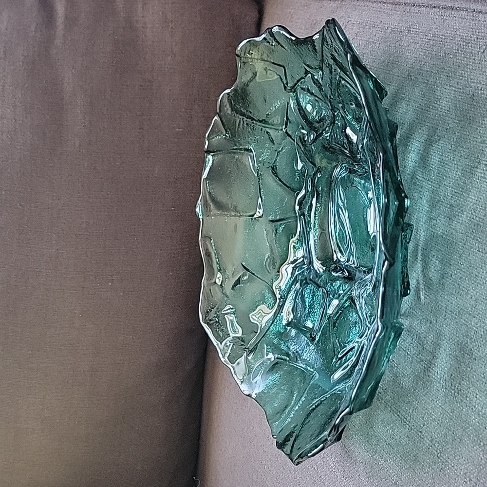 Vidrios NEW San Miguel Recycled Art Glass 12" Bowl, Aqua Glass Squares